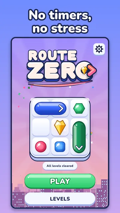 Route Zero home screen with the Play button and a sample puzzle.